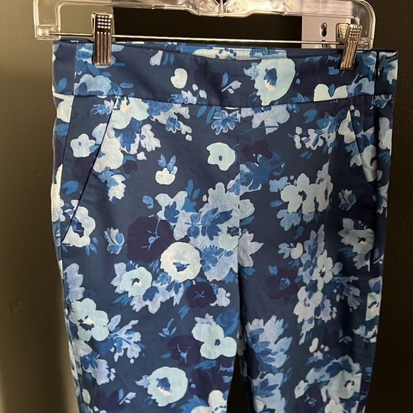 1 hour sale. J Crew. Remi pant in watercolor begonias print BLUE MEADOW, size 6 - Picture 7 of 9